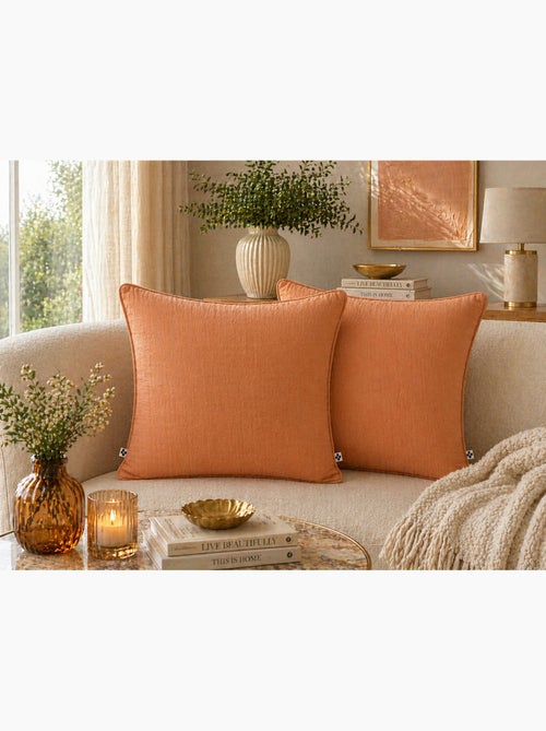 Lot de 2 coussins – Gaze de coton -Déhoussables zip – Passepoil - Kiabi