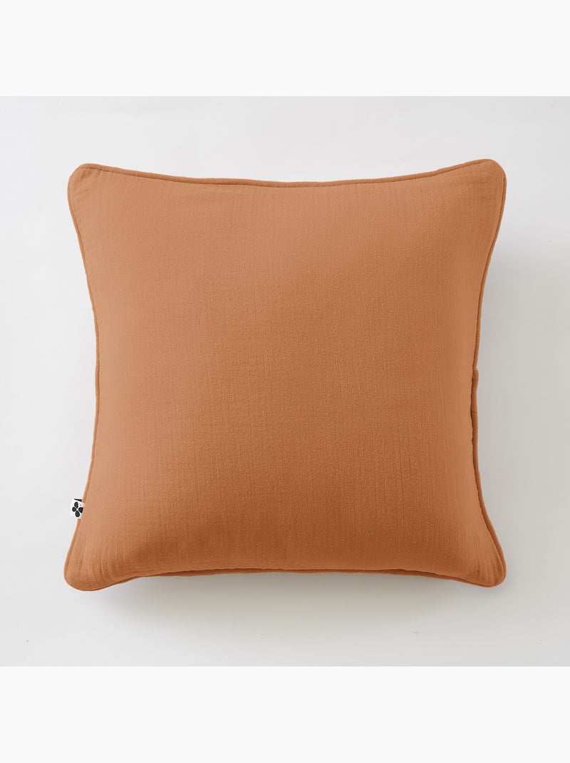 Lot de 2 coussins – Gaze de coton -Déhoussables zip – Passepoil Orange clair - Kiabi