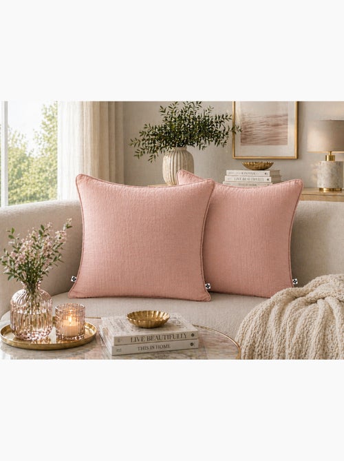 Lot de 2 coussins – Gaze de coton -Déhoussables zip – Passepoil - Kiabi