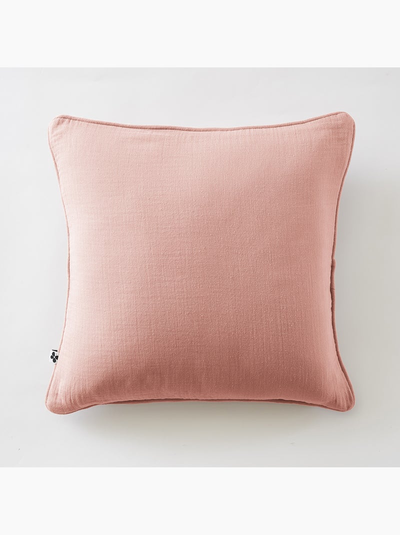 Lot de 2 coussins – Gaze de coton -Déhoussables zip – Passepoil Rose foncé - Kiabi
