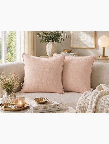 Lot de 2 coussins – Gaze de coton -Déhoussables zip – Passepoil