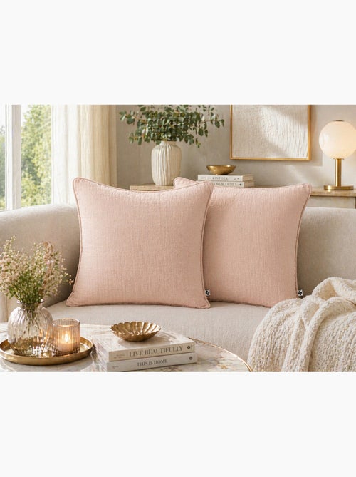 Lot de 2 coussins – Gaze de coton -Déhoussables zip – Passepoil - Kiabi