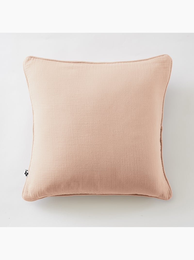 Lot de 2 coussins – Gaze de coton -Déhoussables zip – Passepoil Rose poudré - Kiabi
