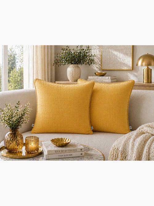 Lot de 2 coussins – Gaze de coton -Déhoussables zip – Passepoil - Kiabi