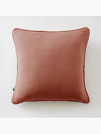 Lot de 2 coussins – Gaze de coton -Déhoussables zip – Passepoil