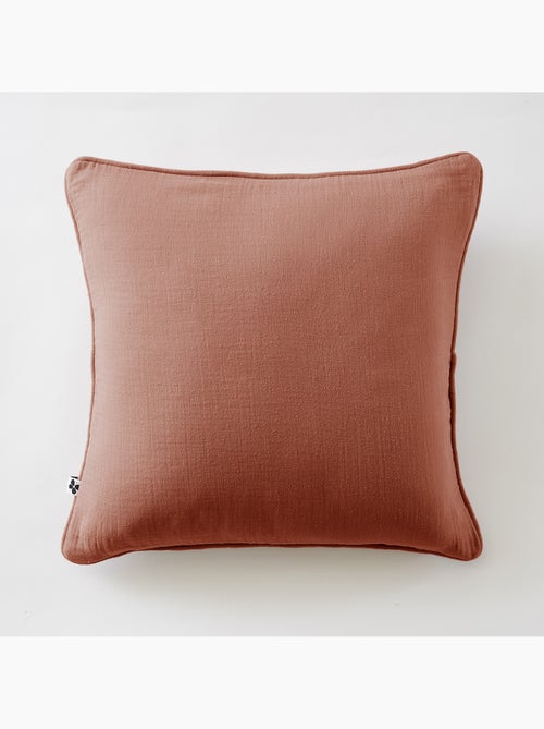 Lot de 2 coussins – Gaze de coton -Déhoussables zip – Passepoil - Kiabi