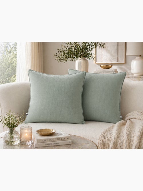 Lot de 2 coussins – Gaze de coton -Déhoussables zip – Passepoil - Kiabi