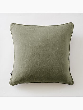 Lot de 2 coussins – Gaze de coton -Déhoussables zip – Passepoil