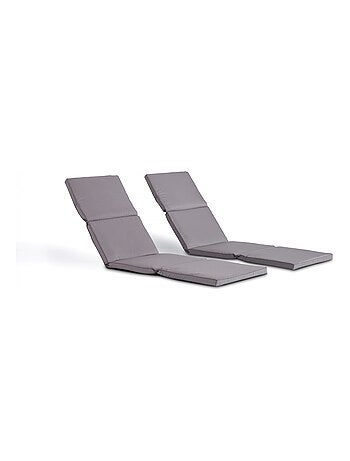 Lot de 2 coussins gris pour transat, bains de soleil et chaises longues