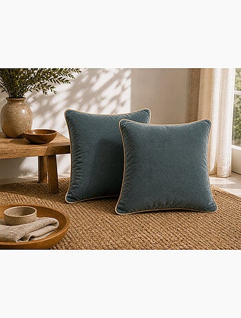 Lot de 2 Coussins Velours de Coton – Déhoussables avec zip – CÉSAR