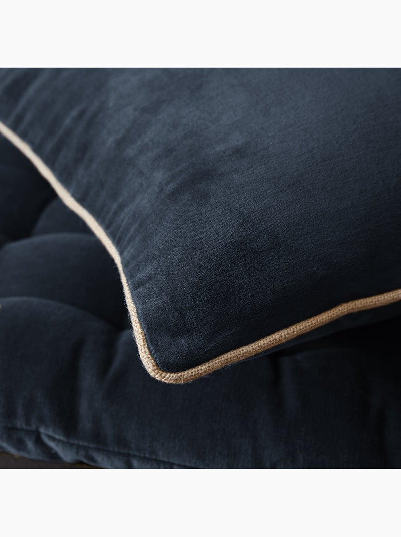 Lot de 2 Coussins Velours de Coton – Déhoussables avec zip – CÉSAR Bleu foncé - Kiabi