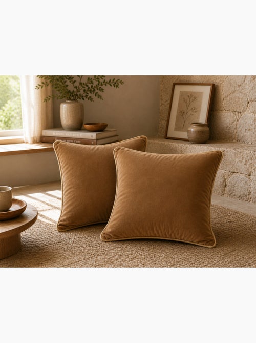 Lot de 2 Coussins Velours de Coton – Déhoussables avec zip – CÉSAR - Kiabi
