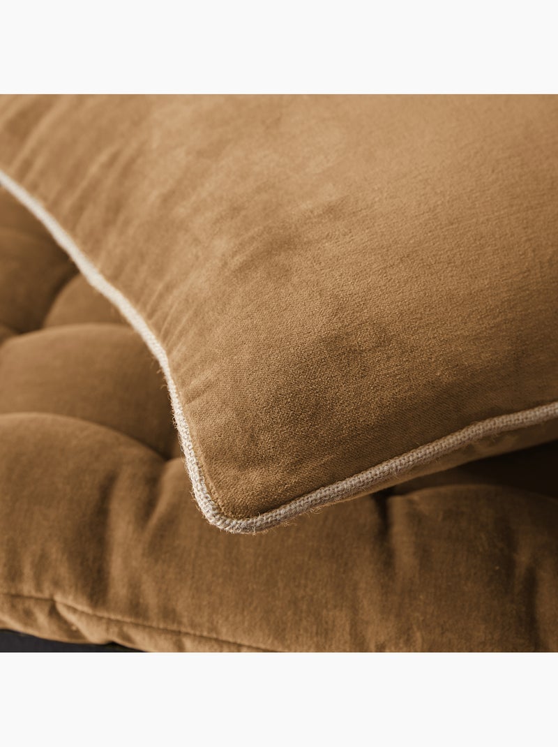 Lot de 2 Coussins Velours de Coton – Déhoussables avec zip – CÉSAR Camel - Kiabi