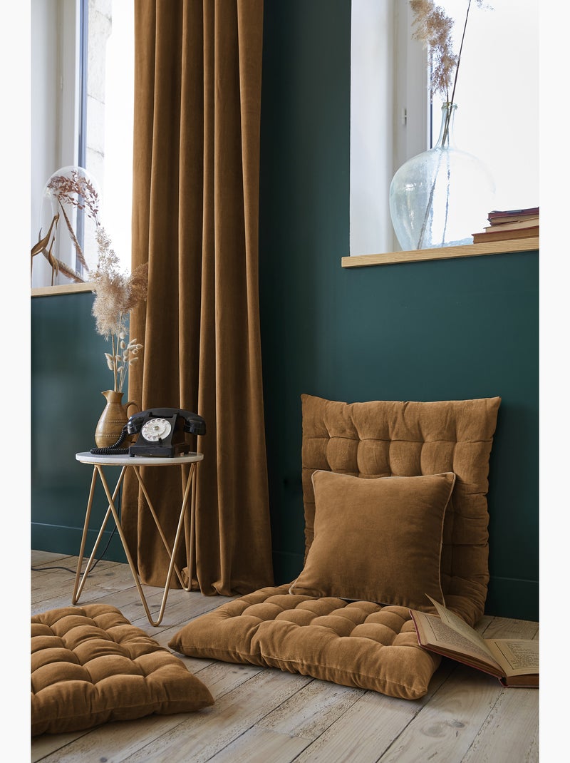 Lot de 2 Coussins Velours de Coton – Déhoussables avec zip – CÉSAR Camel - Kiabi