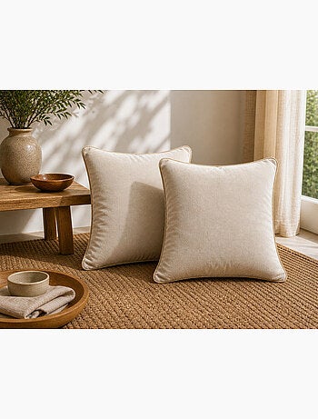 Lot de 2 Coussins Velours de Coton – Déhoussables avec zip – CÉSAR