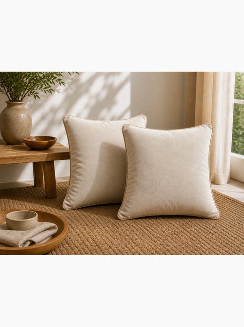 Lot de 2 Coussins Velours de Coton – Déhoussables avec zip – CÉSAR - Kiabi