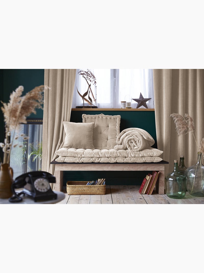 Lot de 2 Coussins Velours de Coton – Déhoussables avec zip – CÉSAR Ecru/Sable - Kiabi