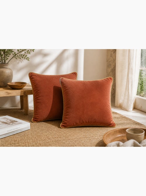 Lot de 2 Coussins Velours de Coton – Déhoussables avec zip – CÉSAR - Kiabi