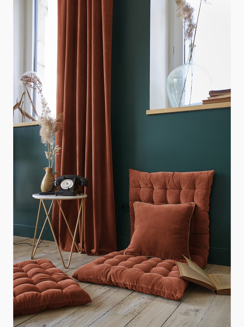 Lot de 2 Coussins Velours de Coton – Déhoussables avec zip – CÉSAR Terracotta - Kiabi