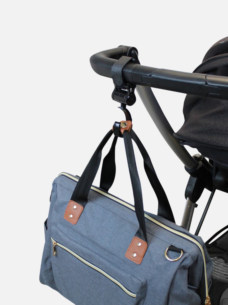 Lot de 2 crochets rotatifs universels pour poussette - Baroud - Monsieur Bébé Noir - Kiabi