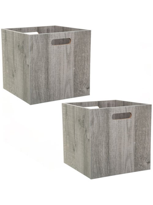 Lot de 2 cubes de rangement effet bois MIX'N MODUL - Kiabi