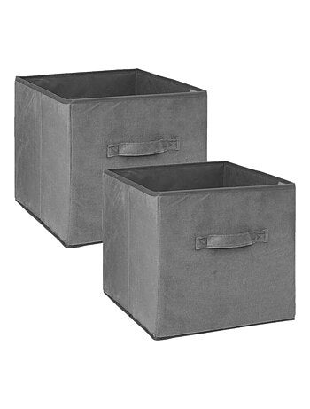 Lot de 2 cubes de rangement en tissu l.31 x h. 31 cm - Gris foncé
