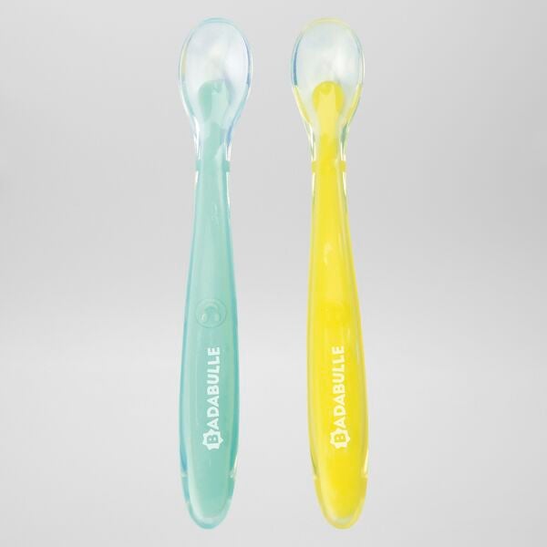 Lot De 2 Cuilleres En Silicone Badabulle Bebe Garcon Bleu Jaune Kiabi 5 00