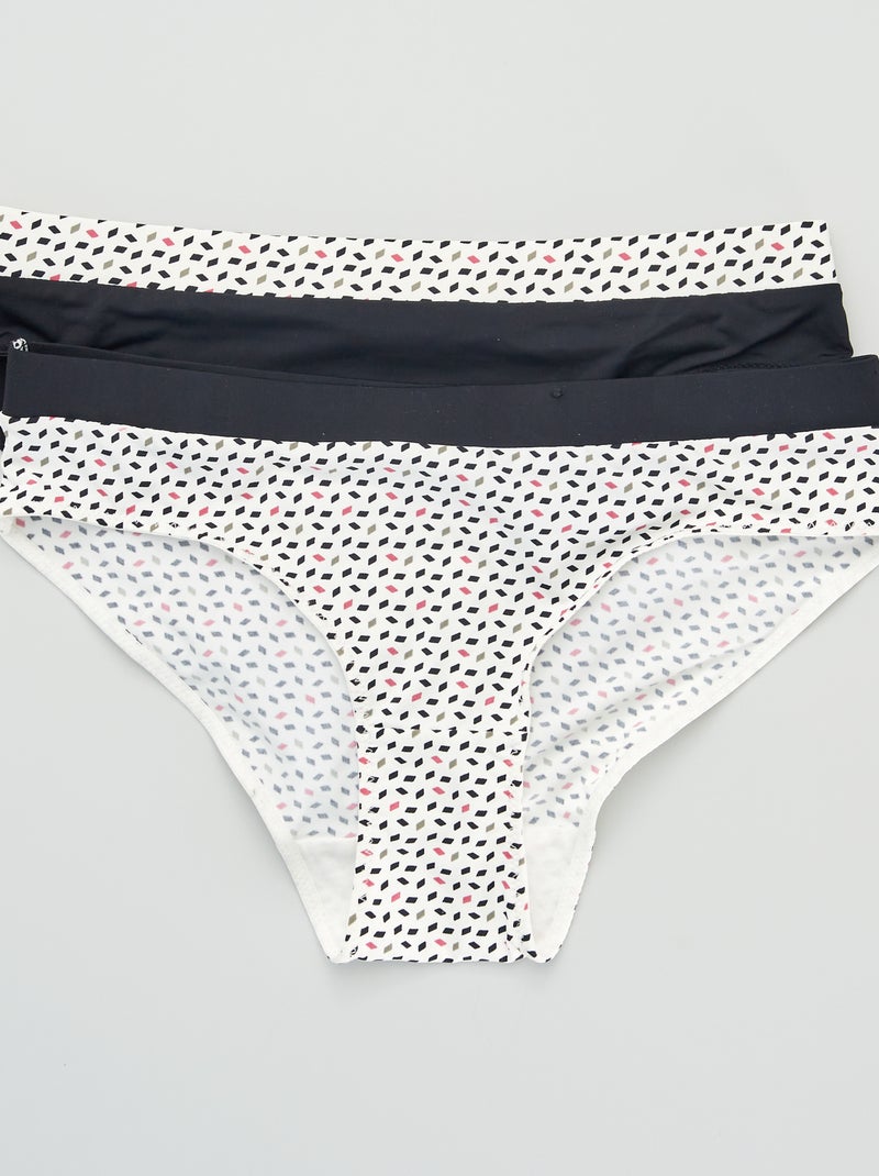 Lot de 2 culottes avec imprimés 'Envie de lingerie' noir/blanc - Kiabi
