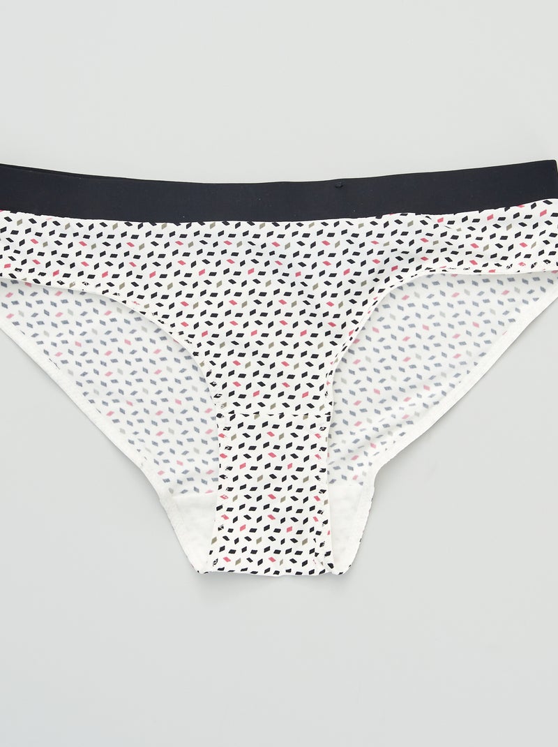Lot de 2 culottes avec imprimés 'Envie de lingerie' noir/blanc - Kiabi