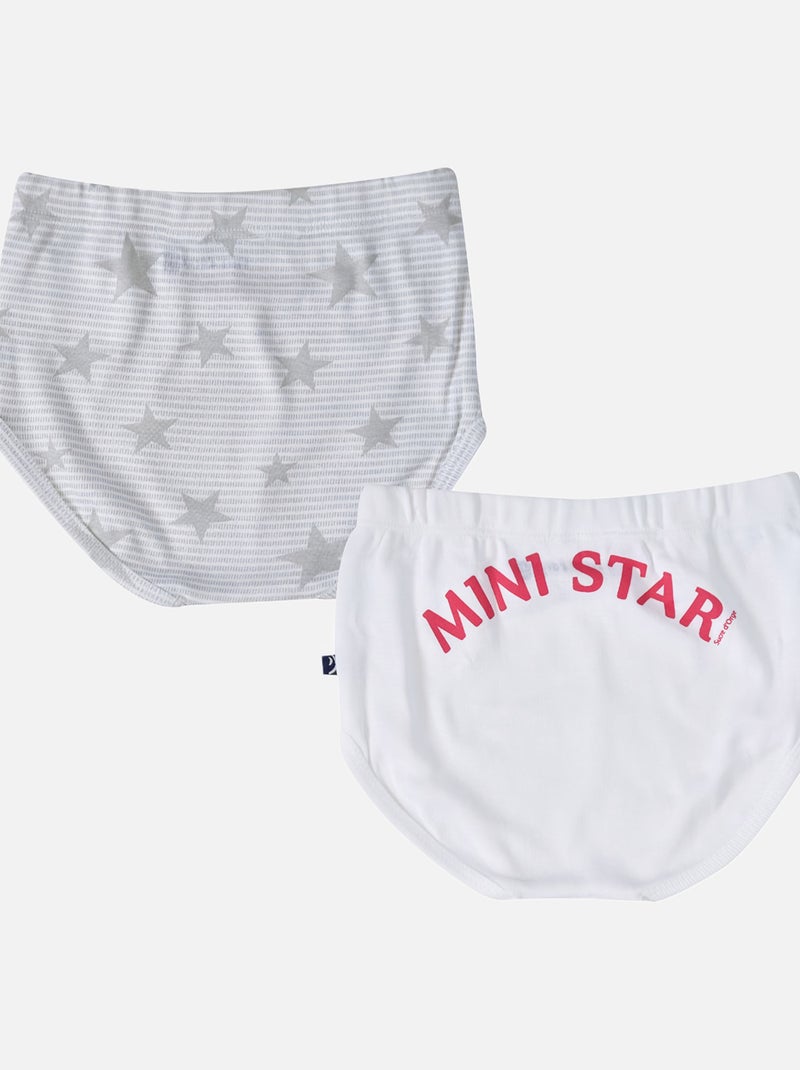 LOT DE 2 CULOTTES BEBE ENERSTINA Blanc Gris - Kiabi