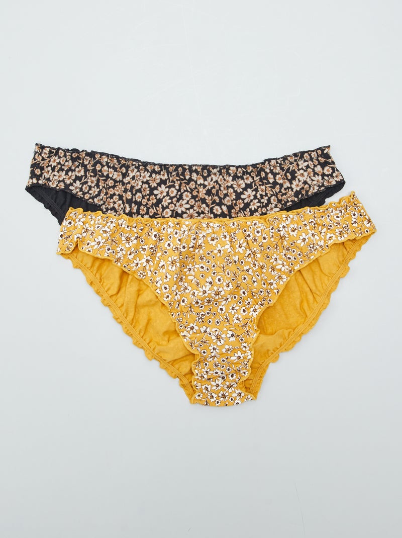 Lot de 2 culottes bloomer imprimées Jaune/noir - Kiabi