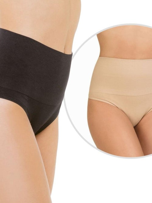 Lot de 2 culottes ceintures sculptantes noir & dune Cellutex - Kiabi