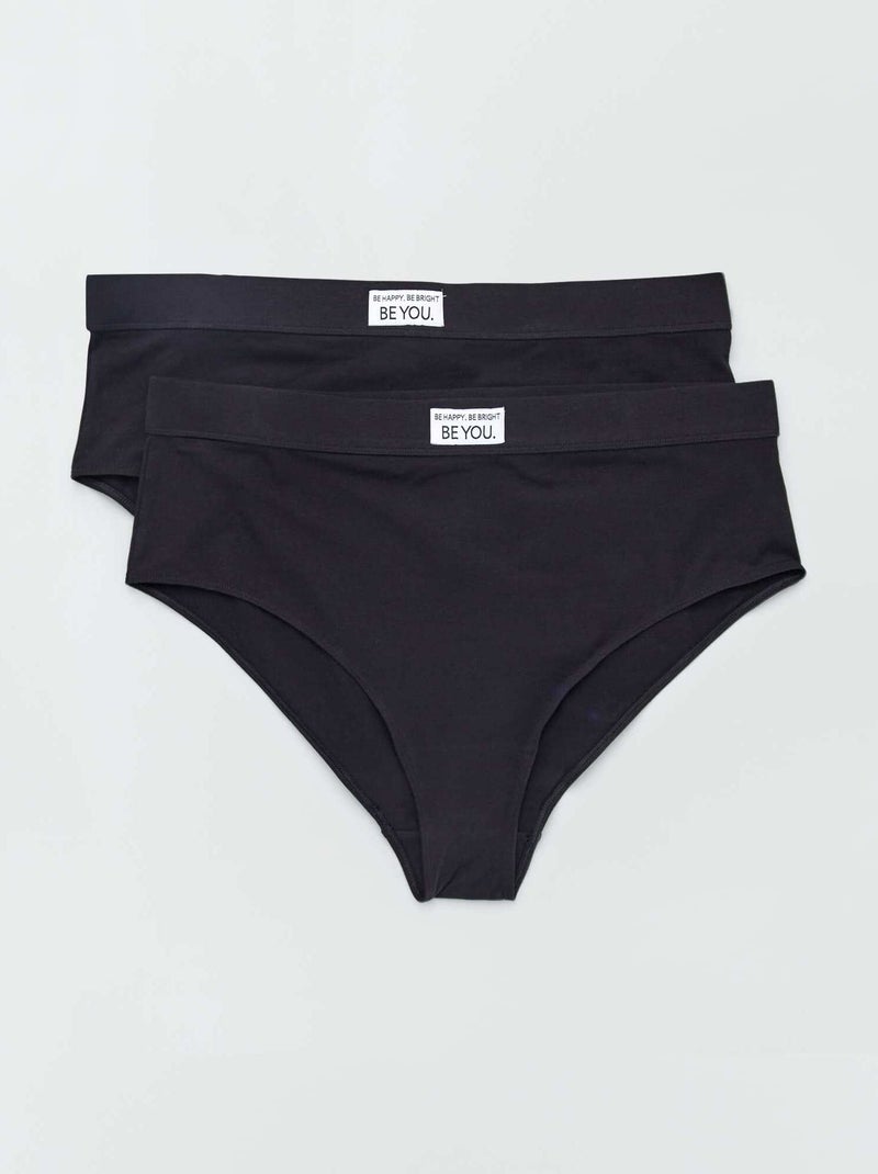 Lot de 2 culottes coton noir - Kiabi