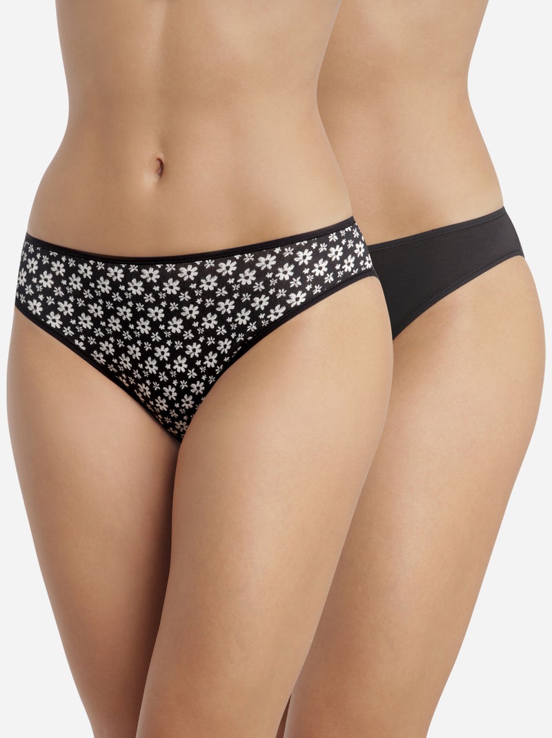 Lot de 2 culottes Coton Stretch Noir - Kiabi