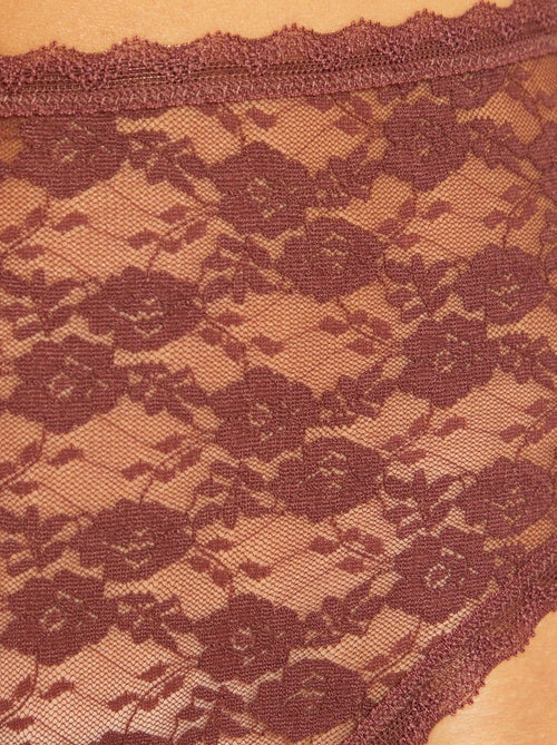 Lot de 2 culottes dentelle taille haute - Kiabi