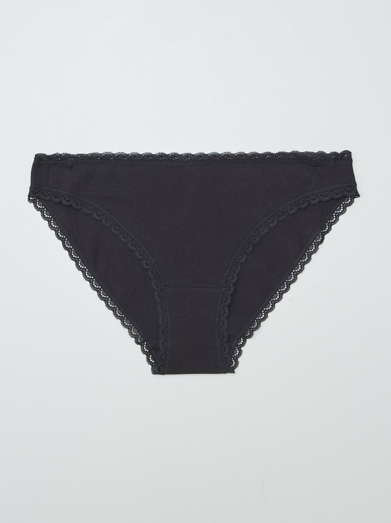 Lot de 2 culottes en coton noir - Kiabi