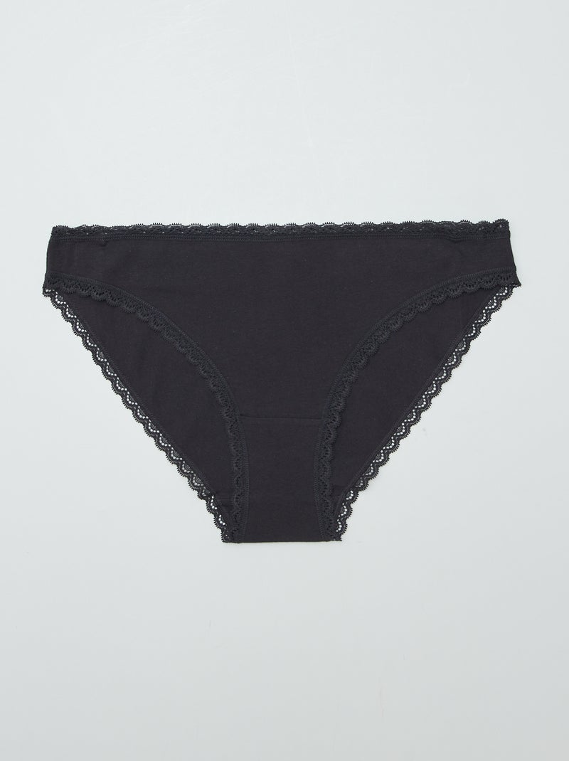 Lot de 2 culottes en coton noir - Kiabi