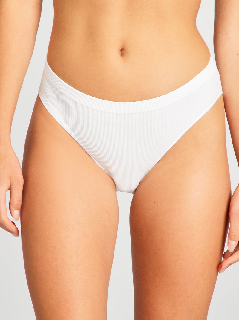 Lot de 2 culottes en maille côtelée blanc - Kiabi