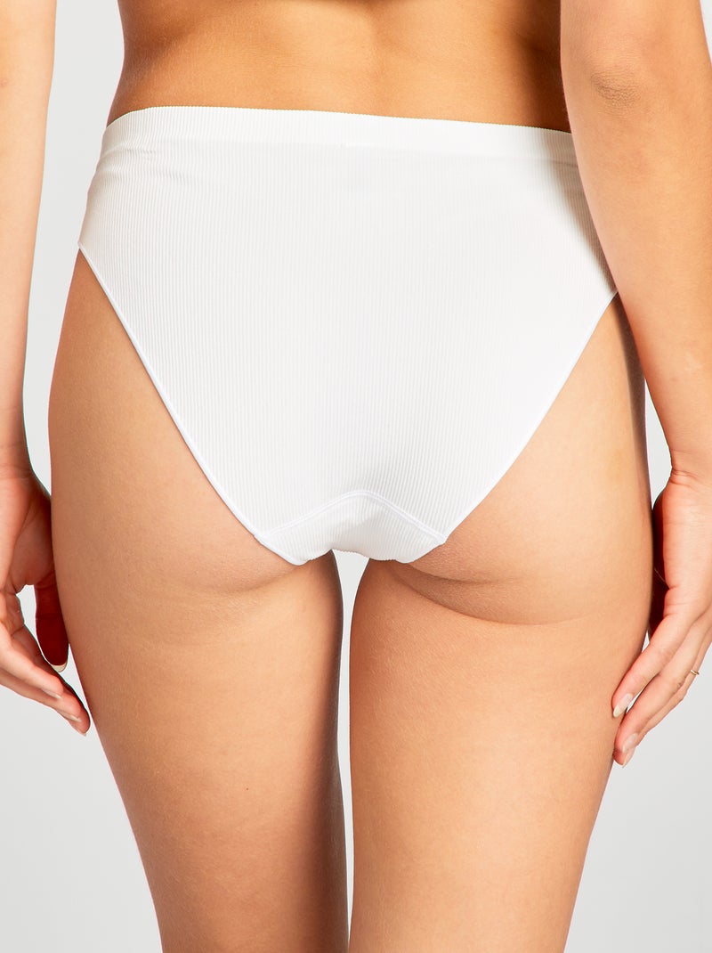 Lot de 2 culottes en maille côtelée blanc - Kiabi