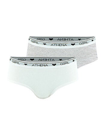 Lot de 2 shortys fille Coton Ultra Doux Athena