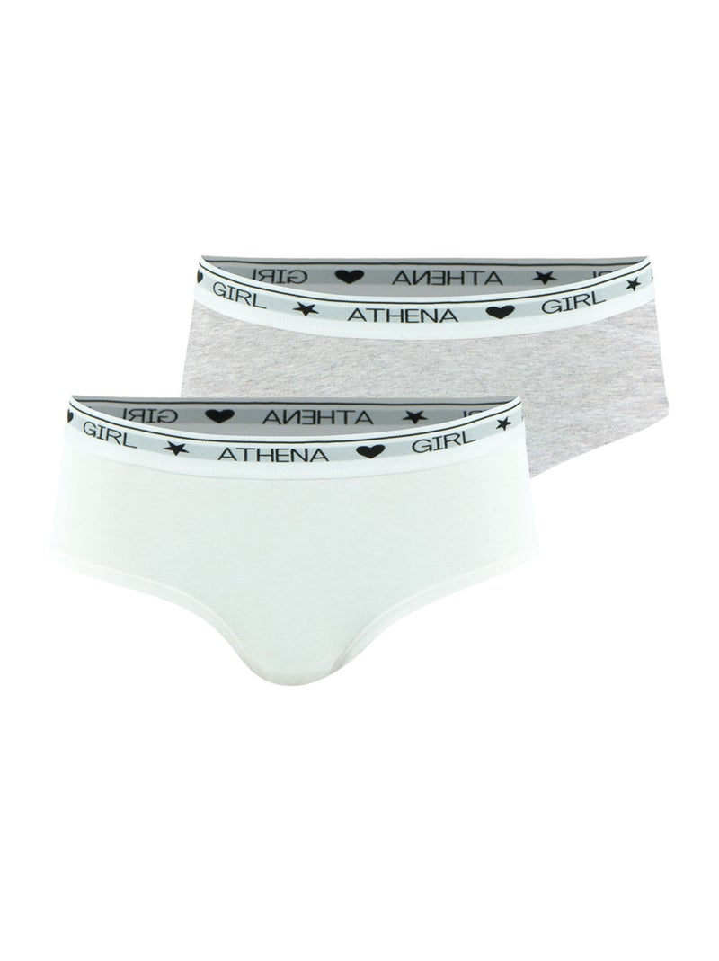 Lot de 2 culottes fille Coton Ultra Doux Athena Blanc Rose - Kiabi