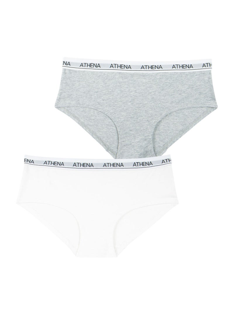 Lot de 2 culottes fille Coton Ultra Doux Athena Blanc Rose - Kiabi