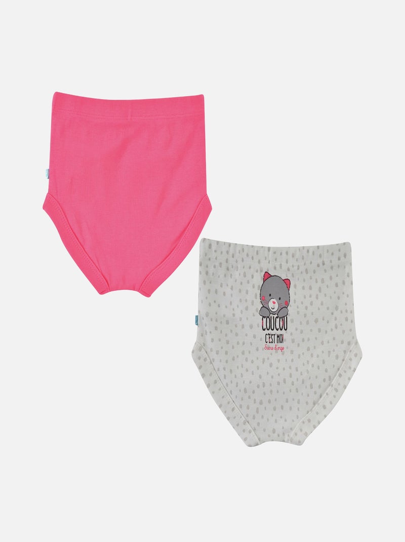 LOT DE 2 CULOTTES FILLE EMILINE Gris Rose - Kiabi