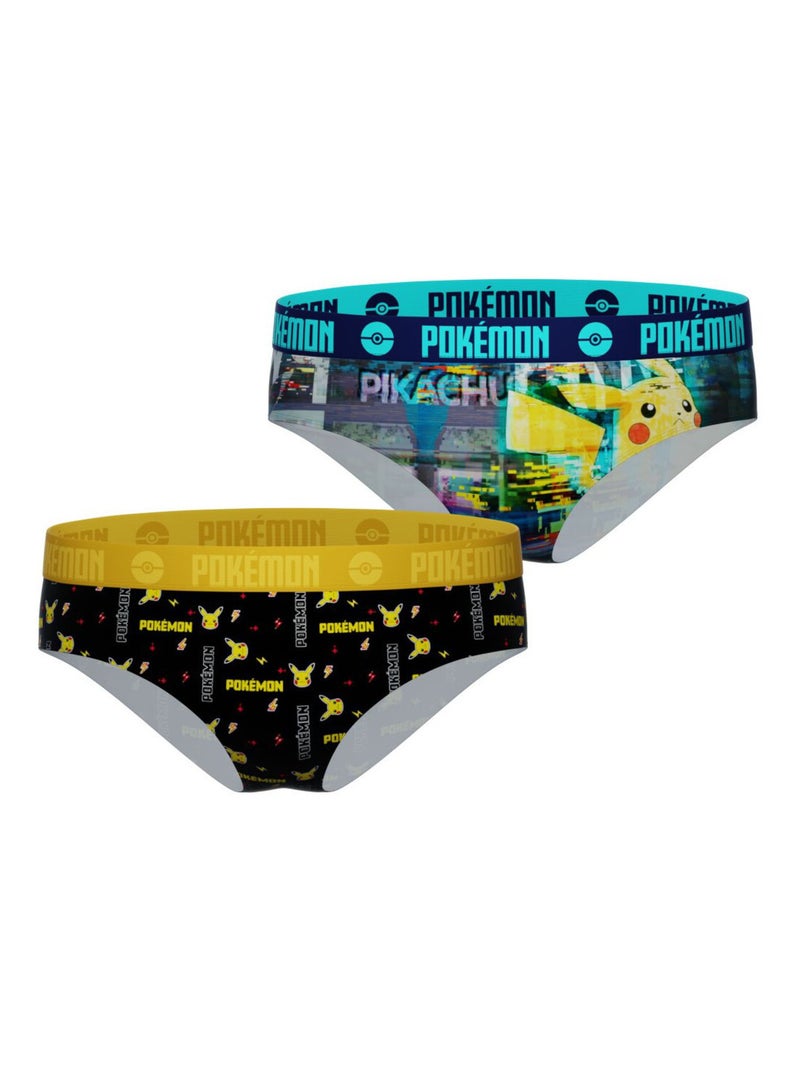 Lot de 2 culottes fille Pokemon Pokemon Noir Jaune Gris - Kiabi