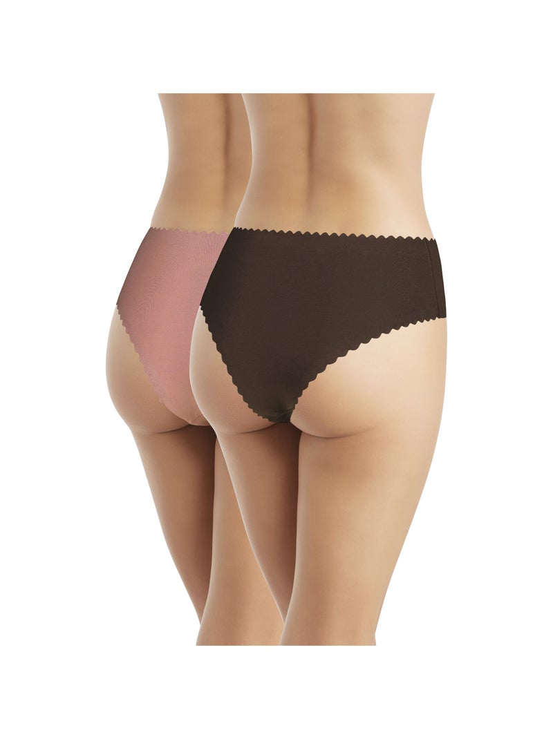 Lot de 2 culottes hipster Body Touch Easy Marron - Kiabi