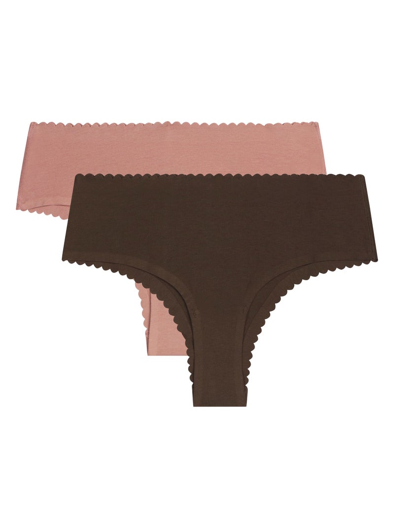 Lot de 2 culottes hipster Body Touch Easy Marron - Kiabi
