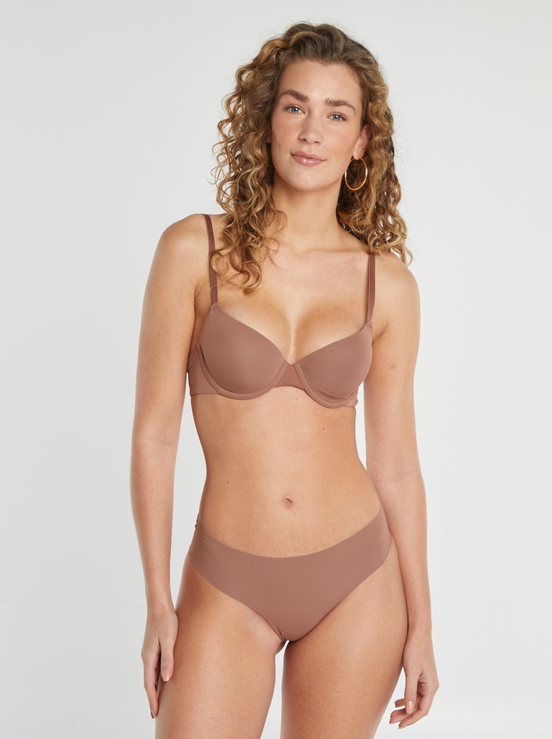 Lot de 2 culottes invisibles en microfibre Marron - Kiabi