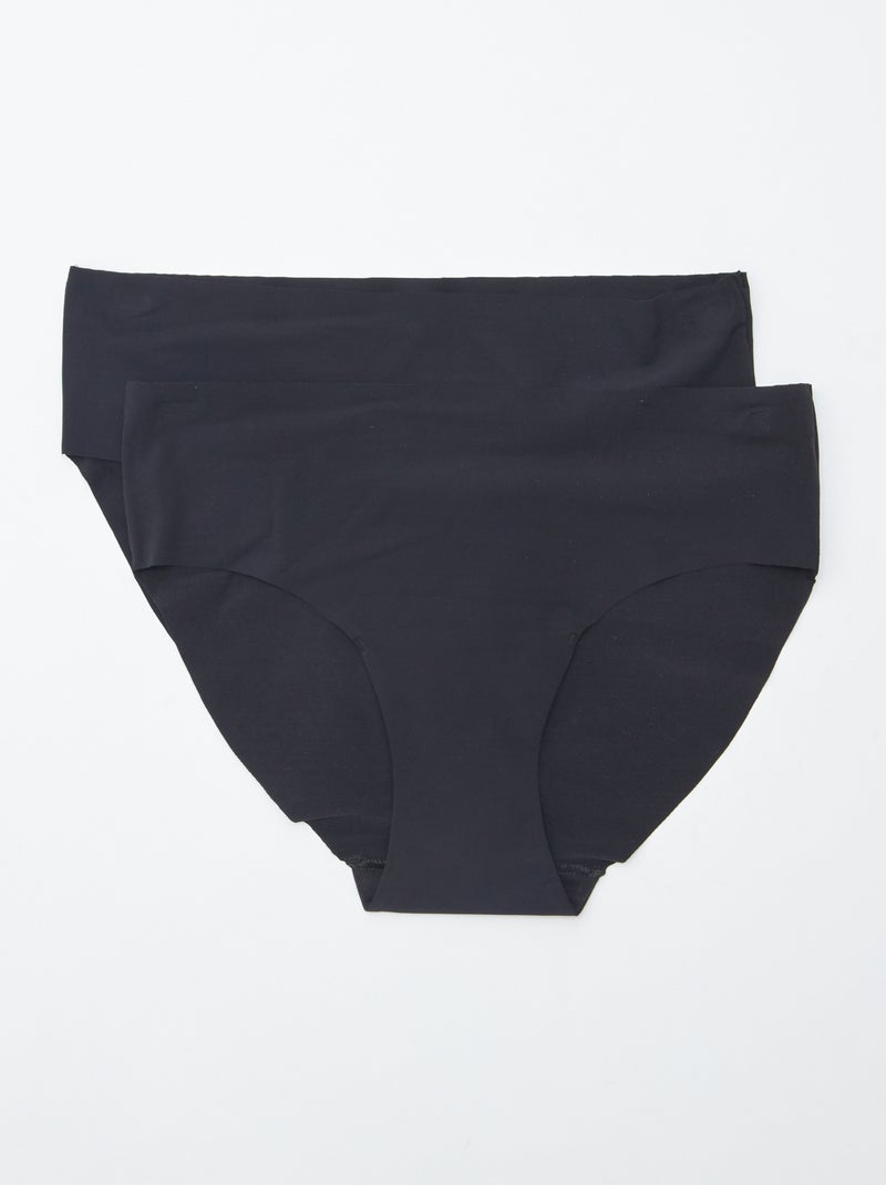 Lot de 2 culottes invisibles en microfibre noir - Kiabi
