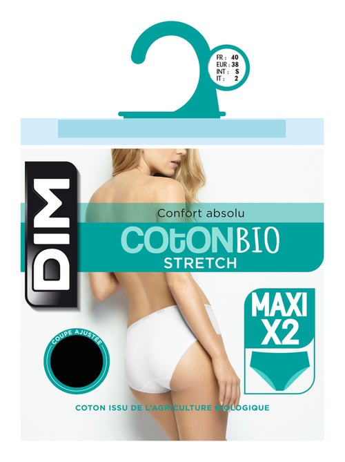 Lot de 2 Culottes Maxi Biologique Coton Plus Bio - Kiabi