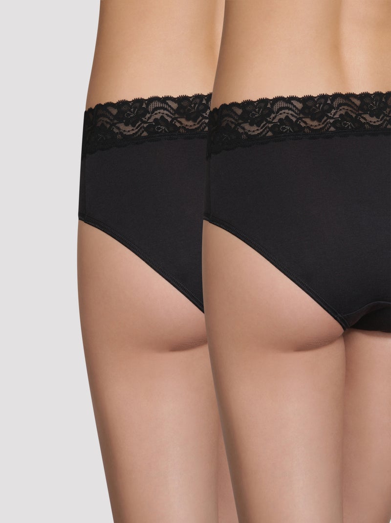 Lot de 2 Culottes Maxi Coton Coton Plus Féminine Noir - Kiabi